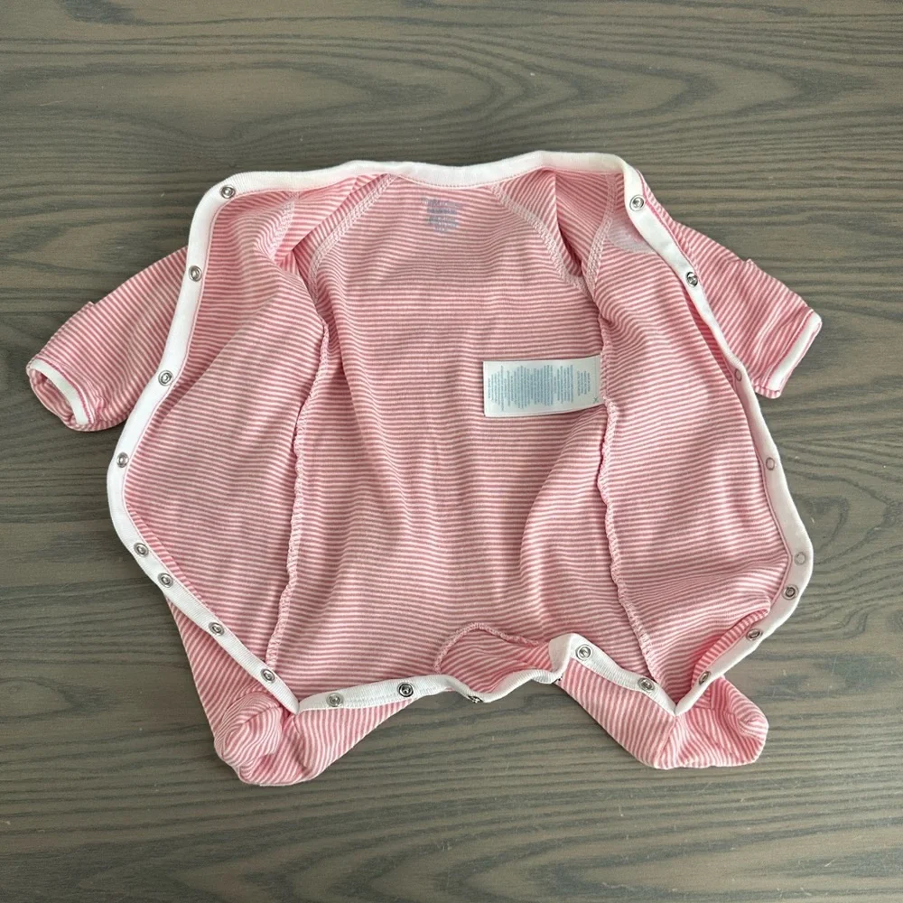 RALPH LAUREN NEWBORN STRIPED COTTON FOOTED COVERALL